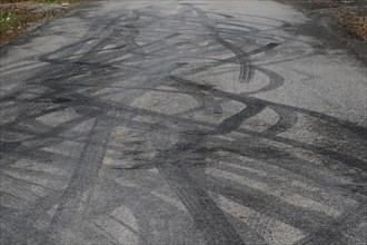 Tire prints on a country road