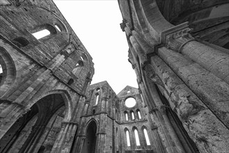 Archways of the ruined church of San Galgano Abbey