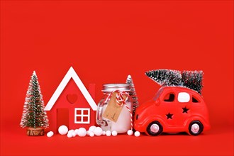 Seasonal Christmas decoration with miniature car