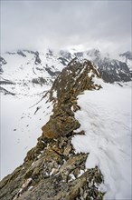 Rocky ridge with snow