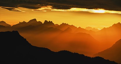 Mountain ranges in the morning light