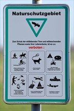 Sign about prohibitions in the nature reserve