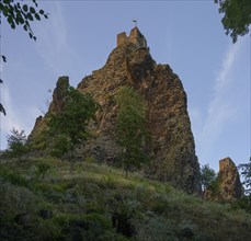 Trosky castle ruins on a basalt rock in the evening light