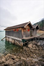 Boathouses on the water