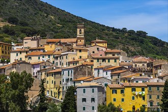 View of the mountain village of Rio nell Elba