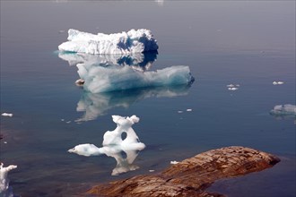 Pieces of ice on a fjord
