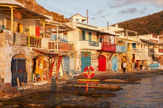 The Quaint Fishing Village with the Colorful Syrmata Boathouses in the small village of Klima on the island of Milos