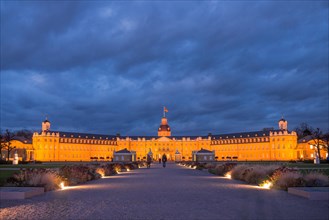 Illuminated castle in Karlsruhe
