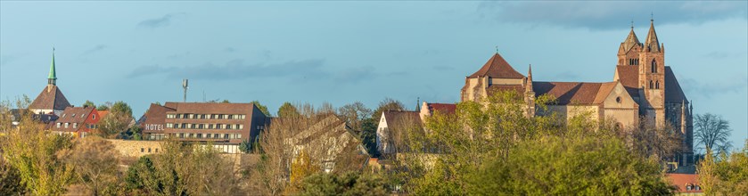 Saint-Etienne Romanesque collegiate church in Vieux-Brisach on the Munsterberg hill. panoramic view
