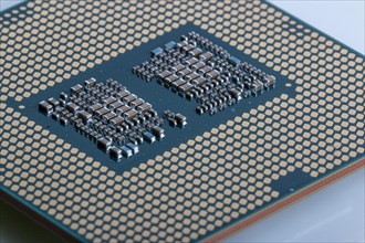 Macro image of the microchips of a modern processor