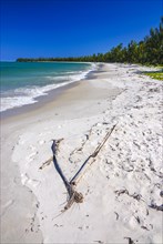 Long white sand beach in the east of the island Ile Sainte-Marie although Nosy Boraha