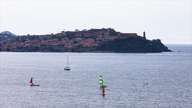 Sailboats in the bay of Portoferraio