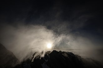 Summit of the Altmann with wispy clouds at sunrise