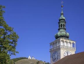 Kostel svateho Vaclava church tower and holy hill