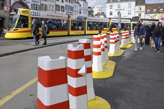 Safety bollards at Barfuesserplatz tram stop