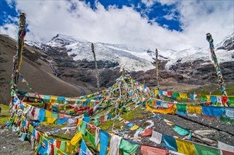 Praying flags on the Karo-La Pass along the Friendship Highway