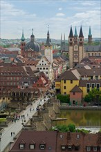 Historic city of Wurzburg with bridge Alte Mainbrucke