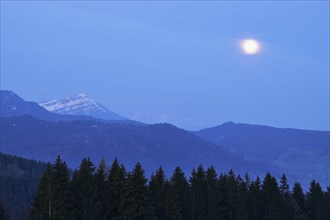 View of Rigi at full moon at dawn