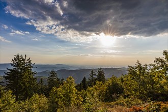 View from Schliffkopf at sunset in the Black Forest National Park