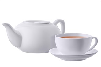 Ceramic tea set isolated on white background