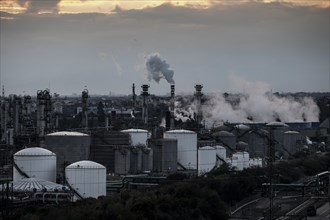 Industrial landscape at sunset of a petrochemical plant in Tarragona in Spain