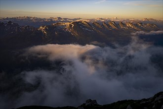 Summit of the Churfirsten at sunrise