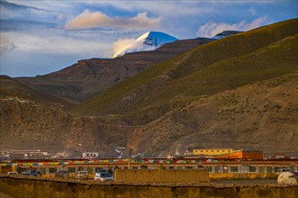 The holy mount Kailash seen from Darchen Western Tibet