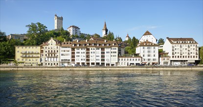 View over the Reuss river to the old town with the Musegg towers