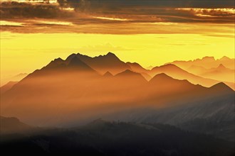 Mountain ranges in the morning light