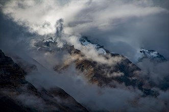 Mount Everest covered in clouds