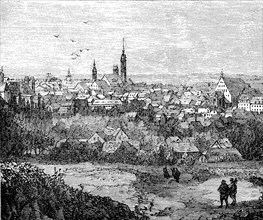 The town of Freiberg in 1870
