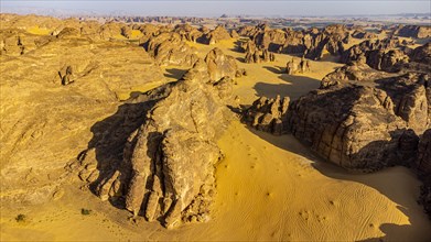 Aerial of a sandstone canyon
