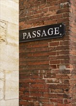 Passage Sign on a Passageway between university buildings leading to the Turf Tavern Pub