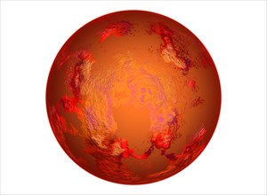Digitally rendered planet Mars isolated on white background