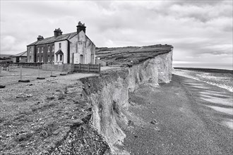 Uninhabited house on Seven Sisters chalk coast