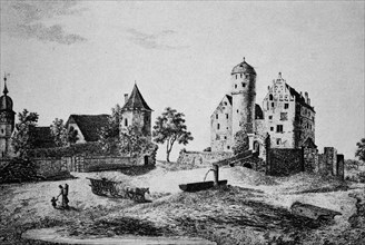 Historical view of Sommersdorf Castle circa 1800