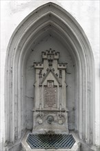 Spital fountain and commemorative inscription to the former Heiliggeist hospital church from 1341