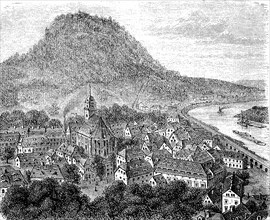 Town and Fortress Koenigstein in 1870