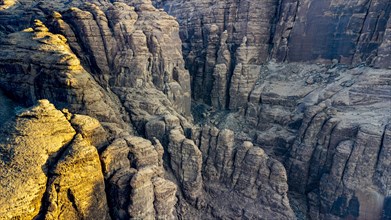 Aerial of a sanstone canyon