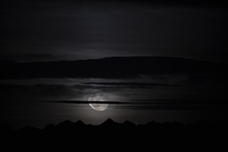Full moon with cloudy sky and Lechtaler Alps