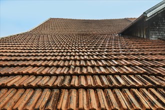 Roof with old roof tiles