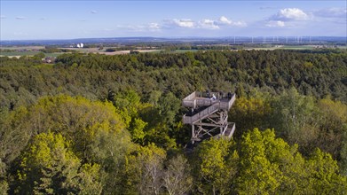 Aerial view of the observation tower at Mordkuhlenberg in the Dammer Berge