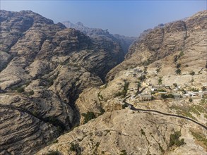 Aerial of the Wadi Lajab canyon