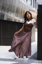 Asian girl in a vintage Asian traditional dress