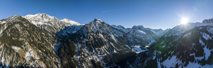 Aerial view snowy mountains Wildfraeuleinstein
