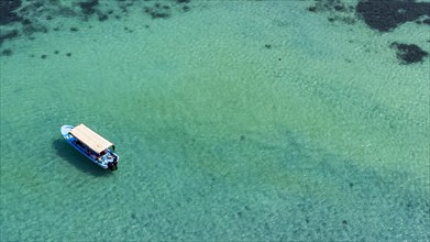 Aerial of a little boat in the Farasan islands
