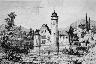 Historical view of Mespelbrunn Palace around 1800