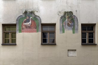 Historical building from the 16th century with murals