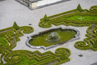 Linderhof Palace with fountain in the garden