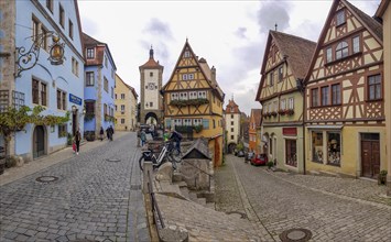 Medieval historic half-timbered houses at Historisches Viertel Ploenlein with Siebersturm